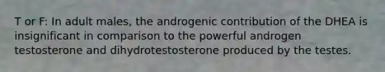 T or F: In adult males, the androgenic contribution of the DHEA is insignificant in comparison to the powerful androgen testosterone and dihydrotestosterone produced by the testes.