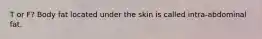 T or F? Body fat located under the skin is called intra-abdominal fat.