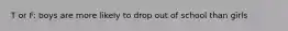 T or F: boys are more likely to drop out of school than girls