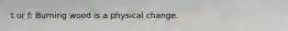 t or f: Burning wood is a physical change.