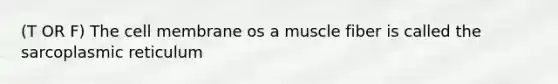 (T OR F) The cell membrane os a muscle fiber is called the sarcoplasmic reticulum