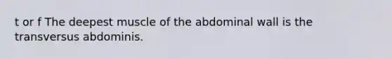 t or f The deepest muscle of the abdominal wall is the transversus abdominis.