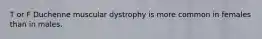 T or F Duchenne muscular dystrophy is more common in females than in males.