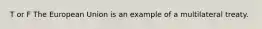 T or F The European Union is an example of a multilateral treaty.