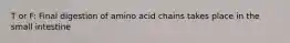 T or F: Final digestion of amino acid chains takes place in the small intestine