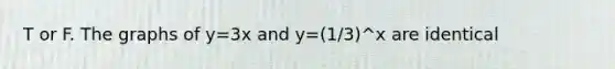 T or F. The graphs of y=3x and y=(1/3)^x are identical