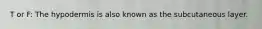 T or F: The hypodermis is also known as the subcutaneous layer.
