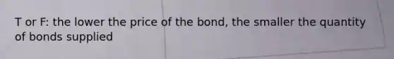 T or F: the lower the price of the bond, the smaller the quantity of bonds supplied