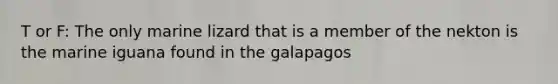 T or F: The only marine lizard that is a member of the nekton is the marine iguana found in the galapagos