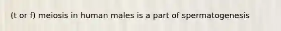 (t or f) meiosis in human males is a part of spermatogenesis