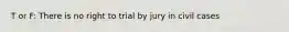 T or F: There is no right to trial by jury in civil cases