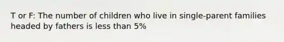 T or F: The number of children who live in single-parent families headed by fathers is less than 5%