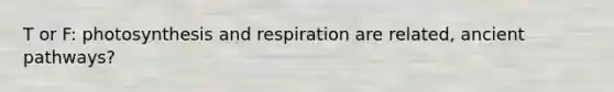 T or F: photosynthesis and respiration are related, ancient pathways?