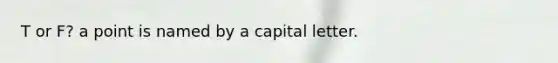 T or F? a point is named by a capital letter.