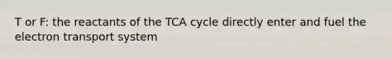 T or F: the reactants of the TCA cycle directly enter and fuel the electron transport system