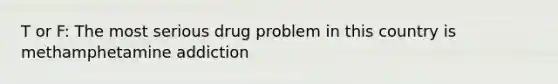 T or F: The most serious drug problem in this country is methamphetamine addiction