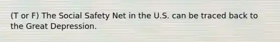 (T or F) The Social Safety Net in the U.S. can be traced back to the Great Depression.