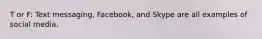 T or F: Text messaging, Facebook, and Skype are all examples of social media.