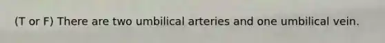 (T or F) There are two umbilical arteries and one umbilical vein.