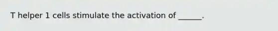 T helper 1 cells stimulate the activation of ______.