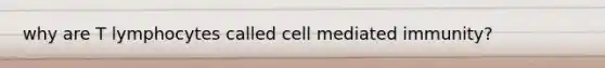 why are T lymphocytes called cell mediated immunity?