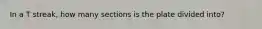 In a T streak, how many sections is the plate divided into?