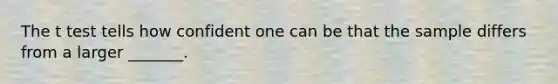 The t test tells how confident one can be that the sample differs from a larger _______.