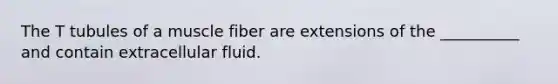 The T tubules of a muscle fiber are extensions of the __________ and contain extracellular fluid.