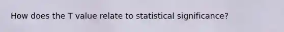 How does the T value relate to statistical significance?