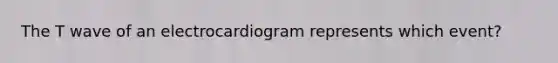 The T wave of an electrocardiogram represents which event?
