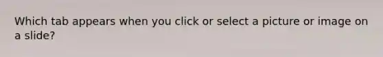 Which tab appears when you click or select a picture or image on a slide?