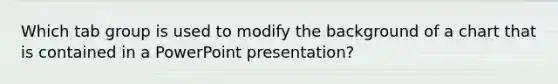 Which tab group is used to modify the background of a chart that is contained in a PowerPoint presentation?