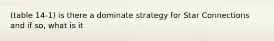 (table 14-1) is there a dominate strategy for Star Connections and if so, what is it