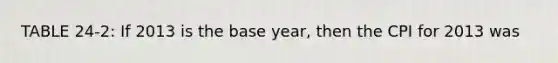 TABLE 24-2: If 2013 is the base year, then the CPI for 2013 was