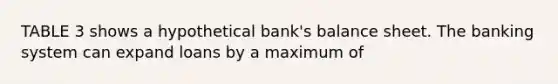 TABLE 3 shows a hypothetical bank's balance sheet. The banking system can expand loans by a maximum of