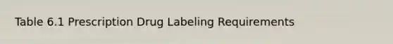 Table 6.1 Prescription Drug Labeling Requirements