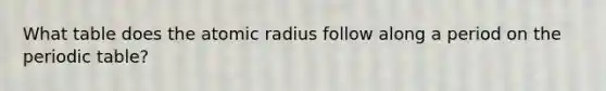 What table does the atomic radius follow along a period on the periodic table?