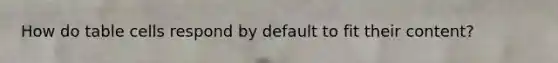 How do table cells respond by default to fit their content?