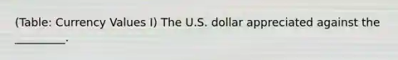 (Table: Currency Values I) The U.S. dollar appreciated against the _________.