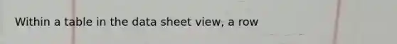 Within a table in the data sheet view, a row