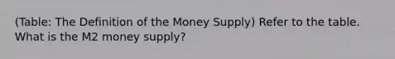 (Table: The Definition of the Money Supply) Refer to the table. What is the M2 money supply?