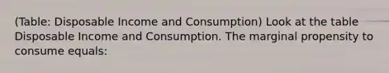 (Table: Disposable Income and Consumption) Look at the table Disposable Income and Consumption. The marginal propensity to consume equals: