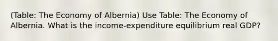 (Table: The Economy of Albernia) Use Table: The Economy of Albernia. What is the income-expenditure equilibrium real GDP?