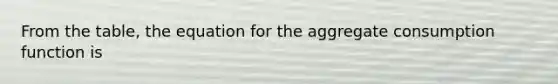 From the table, the equation for the aggregate consumption function is