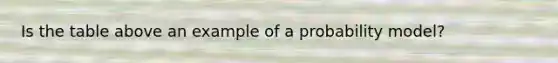 Is the table above an example of a probability​ model?