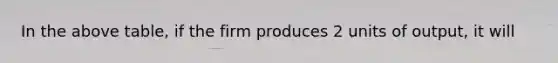 In the above table, if the firm produces 2 units of output, it will