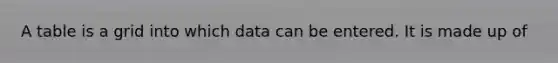 A table is a grid into which data can be entered. It is made up of