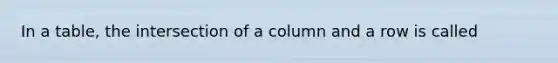 In a table, the intersection of a column and a row is called