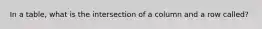 In a table, what is the intersection of a column and a row called?