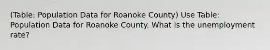 (Table: Population Data for Roanoke County) Use Table: Population Data for Roanoke County. What is the unemployment rate?